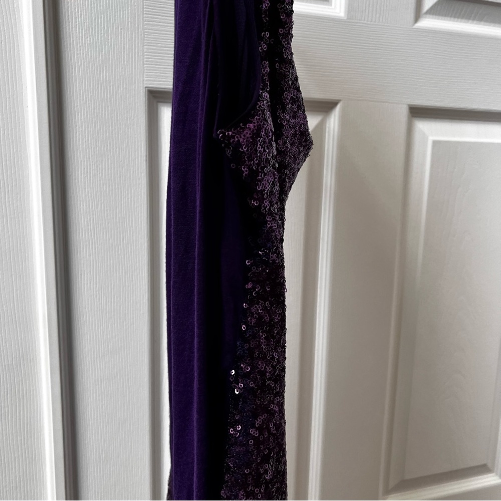 Jennifer Lopez Purple Cowl Neck Sequins Sleeveless Shirt, Size Medium, NWT - Picture 3 of 10